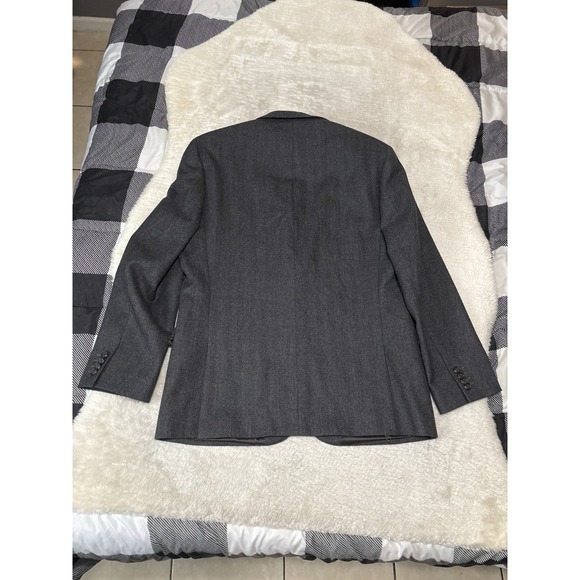 Lauren Ralph Lauren Slim Mens Black Wool Blazer Jacket Size 43R Herringbone‎ - Picture 2 of 8